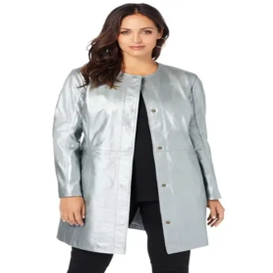 Jessica London Women&rsquo;s Plus Size Three-Quarter Leather Jacket image {5}