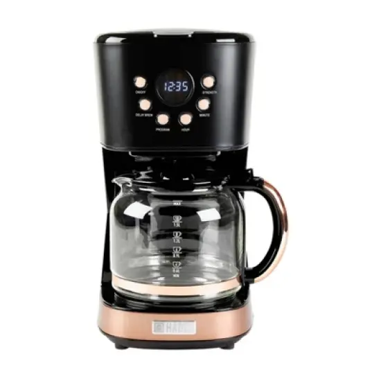 Haden Dorset 1.7 Liter Stainless Steel Electric Hot Water Kettle Bundled with 12 Cup Drip Coffee Maker Coffee Machine, Black & Copper image {2}