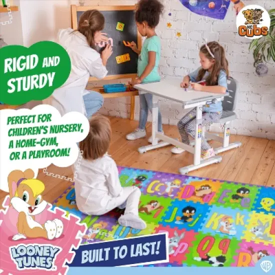 Looney Tunes ABC, Numbers & Shapes Foam Puzzle Baby Activity Floor Playmat - Tummy Time, Kids Preschool & Nursery - 36 Tiles, 12x12" - KC Cubs image {3}