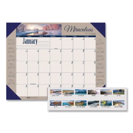 Earthscapes Recycled Monthly Desk Pad Calendar, Motivational Photos, 22 x 17, Blue Binding/Corners, 12-Month (Jan-Dec): 2026 image {4}