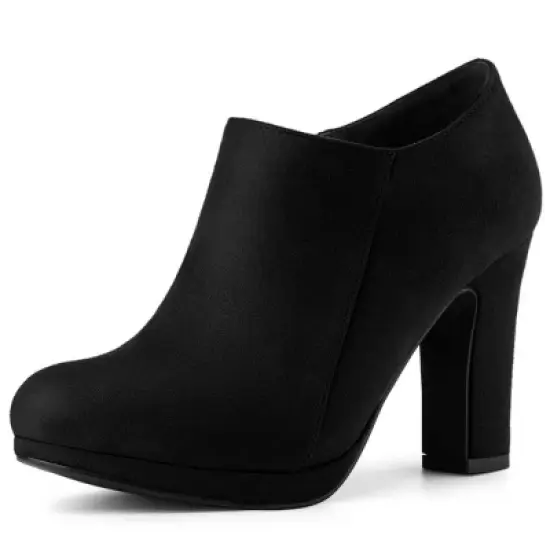 Allegra K Women's Platform Round Toe Chunky Heel Ankle Booties image {7}