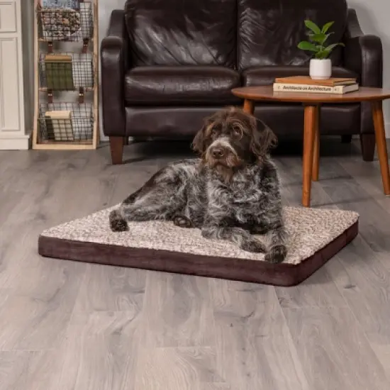 FurHaven Two-Tone Fur & Suede Deluxe Full Support Sofa Dog Bed image {2}