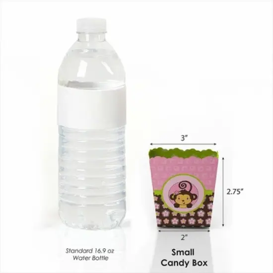 Big Dot of Happiness Pink Monkey Girl - Party Mini Favor Boxes - Baby Shower or Birthday Party Treat Candy Boxes - Set of 12 image {2}