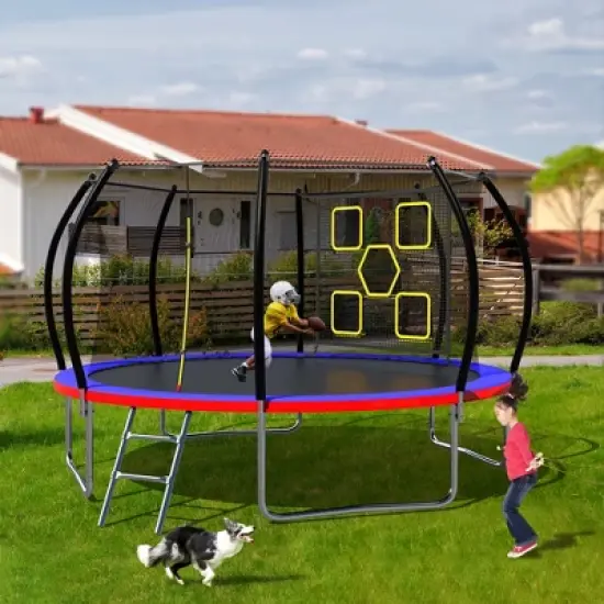 APRILSOUL 14FT Trampoline with Enclosure Recreational Trampolines with Ladder, ASTM Approval Outdoor Trampoline for Kids image {3}