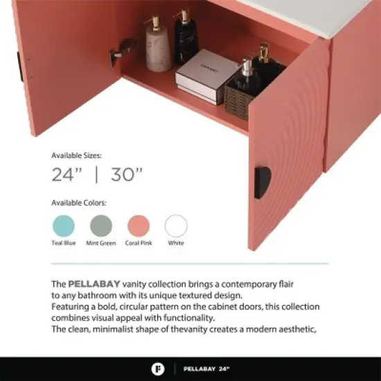 Pellabay Modern Bathroom Vanity with Fluted Circular Doors - Sink Included image {2}