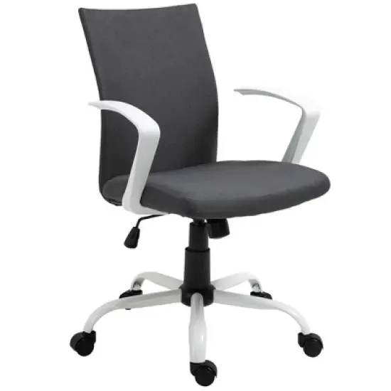 Vinsetto Mid Back Home Office Chair with Adjustable Height, High Armrests and Rocking Function image {3}