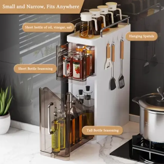CuisinSmart Deaktop Spice Rack with Dustproof Doors for Kitchen, Spices Organizer for Cabinet- for Spices, Spoons, Knifes&Forks, Kitchenware image {2}