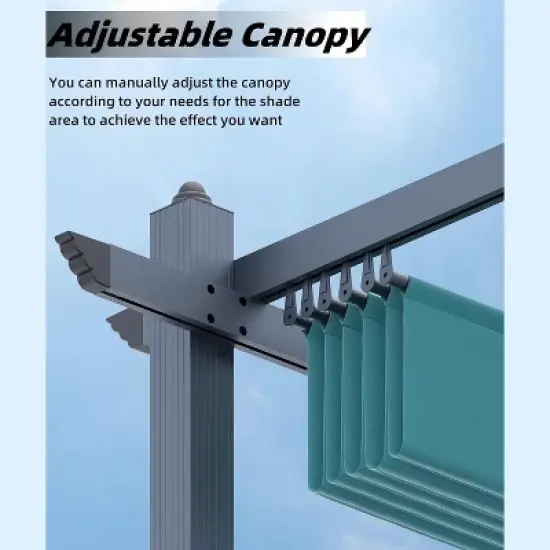 Retractable Aluminum Pergola &ndash; 10x10/10x13 Ft Wood-Grain Design, Adjustable Sunshade & Rust-Proof Frame for Patio/Backyard/Garden image {3}