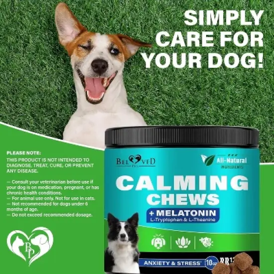 Beloved Pets Calming Chews for Dogs Puppies, Soft Treats Behavior Suppor, Melatonin Sleep Aid, Stress Relief 10 Oz - 1 Pack image {1}