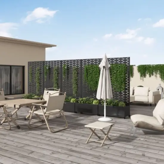 Wrought Iron Black Planter Box with Climbing Rack (Brick ) image {3}