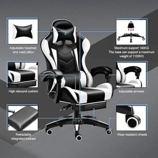 Ergonomic Gaming Chair with Lumbar Support &ndash; Sleek Racing Design image {2}
