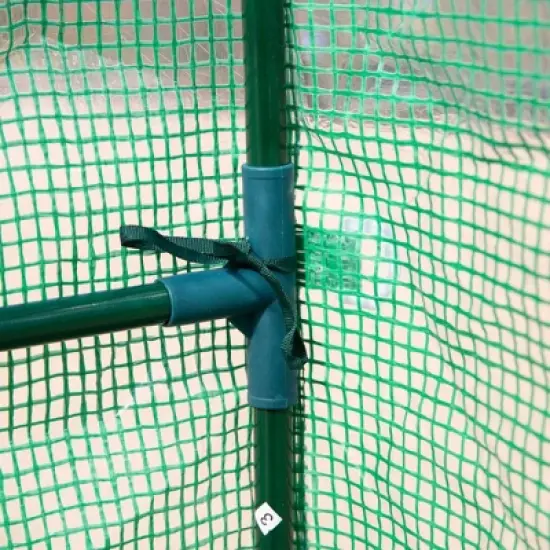 Outsunny Walk-in Greenhouse, 2-Tier Shelves, Steel Frame Hot house, Roll-Up Zipper Door for Flowers, Vegetables, Green image {5}