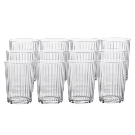 Bormioli Rocco Exclusiva Gin Fizz Glasses, Set of 12 - 17 Oz. Ribbed Drink Tumblers Made of Star Crystal Glass with XLT Treatment - Dishwasher Safe image {6}