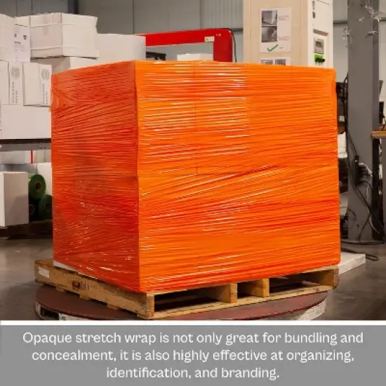 PSBM 4 Rolls Opaque Orange Cast Hand Pallet Stretch Wrap 18" x 1500 Ft. x 63 Gauge image {3}