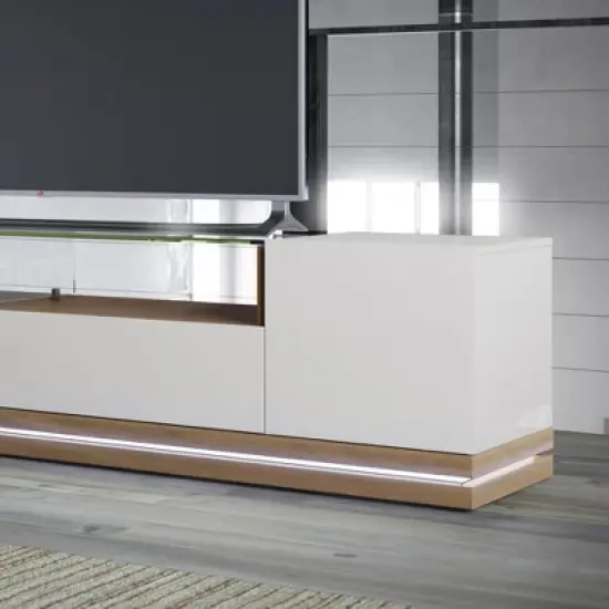 85.43" Vanderbilt TV Stand for TVs up to 70" Off White/Maple Cream - Manhattan Comfort image {2}