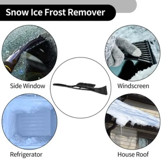 Unique Bargains Universal Car Ice Scraper Brush with Broom SUV Snow Frost Remover for Car Truck RV Nylon 1pc image {2}