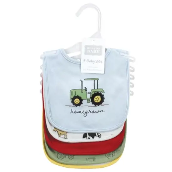 Hudson Baby Infant Boys Cotton Bibs, Boy Farm, One Size image {1}
