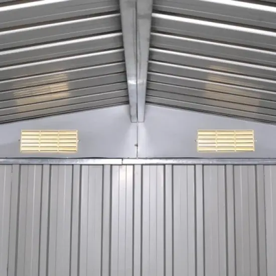 vidaXL Multi-Purpose Garden Storage Shed, Green Galvanized Steel, Spacious Outdoor Equipment Storage Unit with Excellent Ventilation, Easy Assembly image {6}