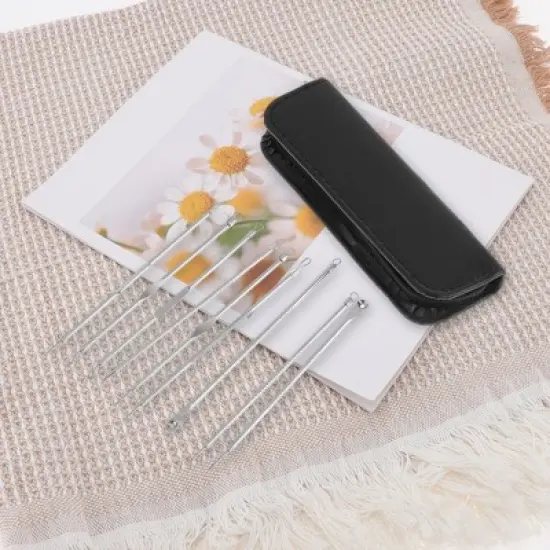 Unique Bargains Professional Stainless Steel Pimple Extractor Tool Kit Silver Tone 1 Set image {5}