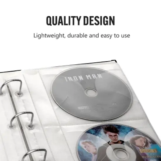 Bellagio-Italia Insert Sheets for CD/DVD Storage Binder - Holds DVDs, CDs, Blu-Rays & Video Games - Acid-Free Organizer Sheets image {2}