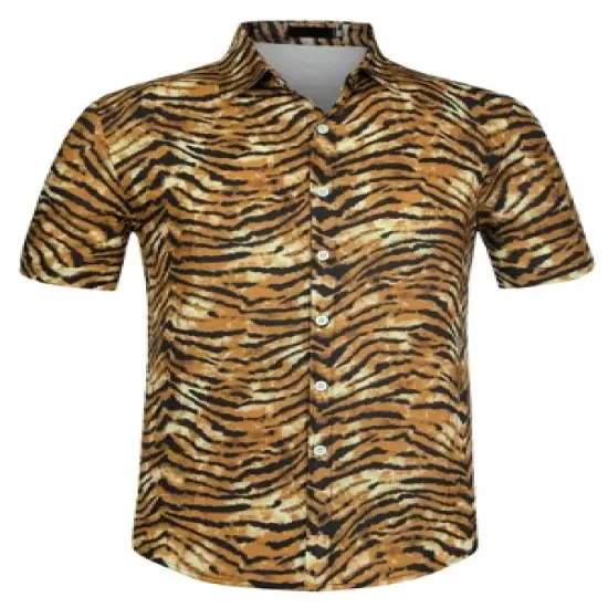 Lars Amadeus Men's Animal Print Shirt Short Sleeves Button Down Casual Summer Printed Shirts image {7}