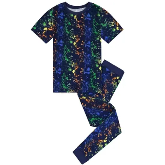Sleep On It Boys Neon Splatter Super Soft Snug Fit 2-Piece Pajama Sleep Set image {5}