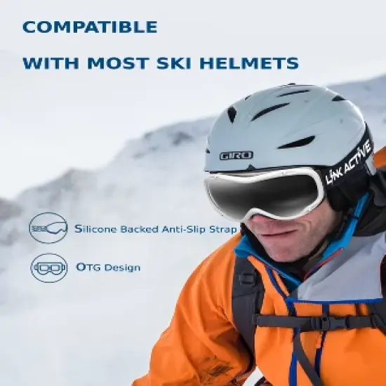 Link Active Ski Goggles VLT% 9.49 OTG UV Protection Lightweight Anti Fog Anti Slip Helmet Compatible Ski/Snow Boarding/Snowmobiling For Adult/Youth image {3}