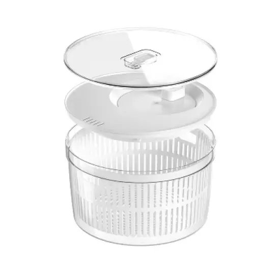 OU Salad Spinner Clear 5.8 qt - Large Vegetable Washer, Lettuce Dryer with Bowl, Lid & Storage Container, BPA Free, Easy Spin & Drain image {9}