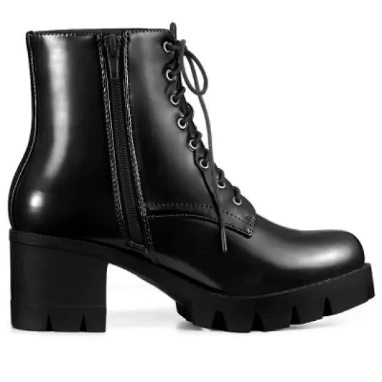 Allegra K Women's Platform Chunky Heel Combat Boots image {5}