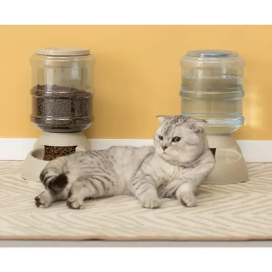 PawsMark Automatic Self Dispensing Gravity Pet Feeder and Waterer for Cats and Dogs image {2}