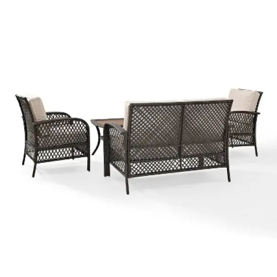 Tribeca 4pc Outdoor Wicker Conversation Set - Sand/Brown - Crosley image {6}