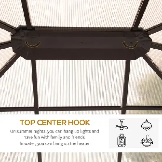 Outsunny Patio Gazebo 15.9' x 12', Netting & Curtains, 2 Tier Double Vented Steel Roof, Hardtop, Ceiling Hooks, Rust Proof Aluminum, Gray image {4}