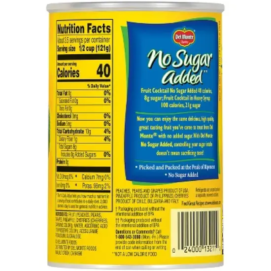 Del Monte No Sugar Added Fruit Cocktail in Water - 14.5oz image {1}