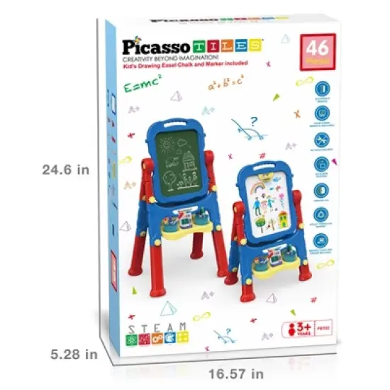 PICASSO-TILES 46 PC 2-IN-1 Double Sided Art Easel Set, STEM Toys for Kids 3+ image {7}