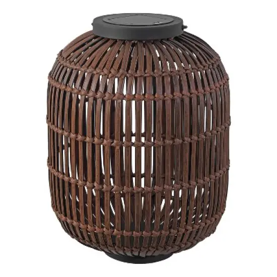 JONATHAN Y Nara Modern Global Faux Rattan Integrated Indoor/Outdoor LED Solar Powered Lantern image {7}