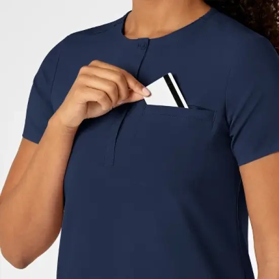 Wink RENEW Women's Mandarin Collar Tuck-In Scrub Top, 5X. image {3}