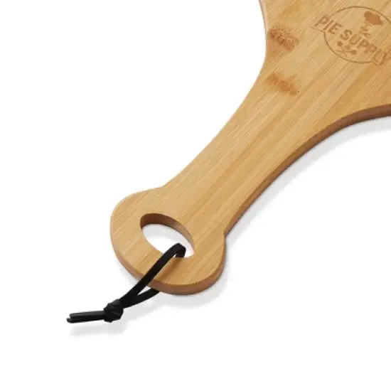 Pie Supply Bamboo Pizza Peel for Baking and Serving, Wood Paddle Cutting Board with Handle and Hanging Strap image {4}