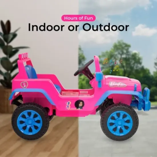 12V Jeep - Barbie Kids Ride‑On Car with LED Lights and Rechargeable Battery image {5}