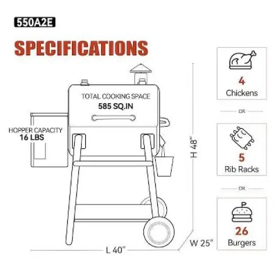 ZPG-550A2E Wood Pellet Grill BBQ Smoker Digital Control - Silver - Z Grills: Electric, 585 sq in Cooking Area image {13}