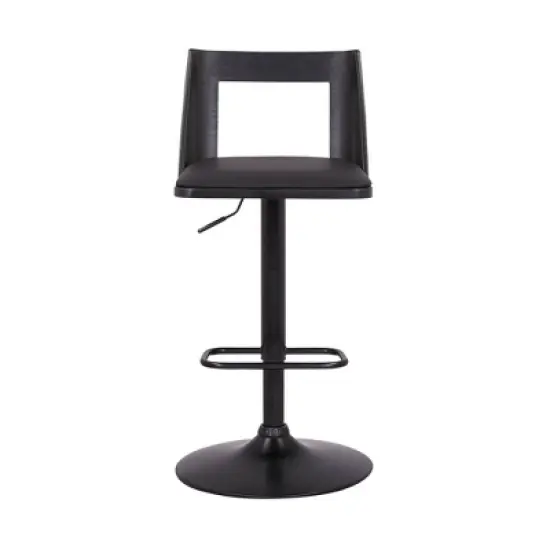Milan Adjustable Swivel Faux Leather Metal Barstool Black - Armen Living image {1}