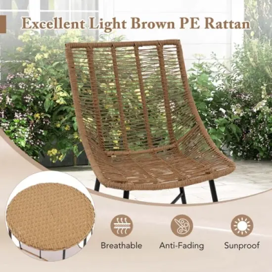 Costway 3 PCS Outdoor Furniture Set with Pet House & Heavy Duty Metal Frame Brown image {7}
