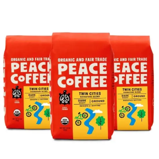 Peace Coffee Twin Cities Dark Roast Ground Coffee - 36oz/3ct image {4}