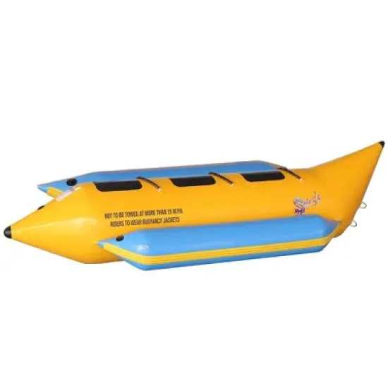 SereneLife Person Inflatable Banana Boat, Includes Storage Bag, Foot Pump, and Repair Kit, Tough and Thick, Reinforced Seats and Foot Areas image {7}