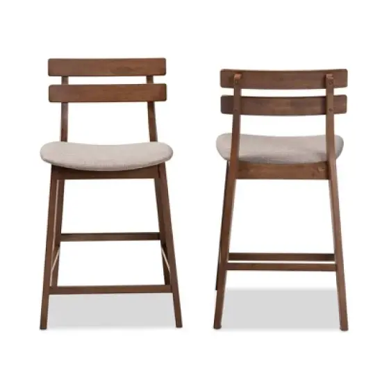 Set of 2 Larine Wood Counter Height Barstools - Baxton Studio image {1}
