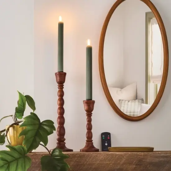 6pk Ribbed Flameless Taper Candles - Hearth & Hand&trade; with Magnolia image {1}