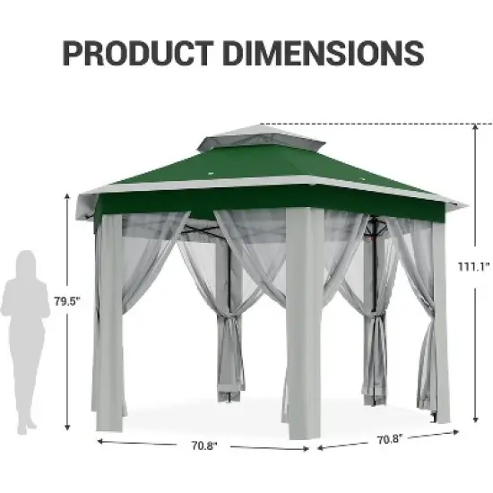 13x13 Pop-Up Gazebo, Hexagon Canopy Tent with Mosquito Net, 6-Sided Canopy Outdoor Gazebo for Backyard & Patio Furniture, Large Shade Tent image {2}
