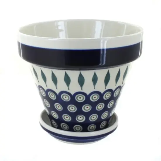Blue Rose Polish Pottery 891-893 Zaklady Medium Flower Pot image {7}