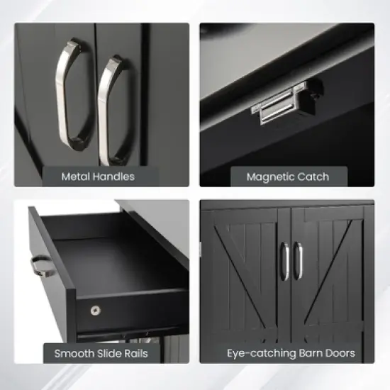 Costway Kitchen Island Cart Rolling Utility Trolley Stainless Steel Top Wine Rack image {8}