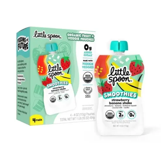Little Spoon Strawberry Banana Smoothie Pouches - 16oz/4ct image {7}