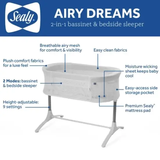 Sealy Airy Dreams 2-in-1 Bassinet & Bedside Sleeper image {2}
